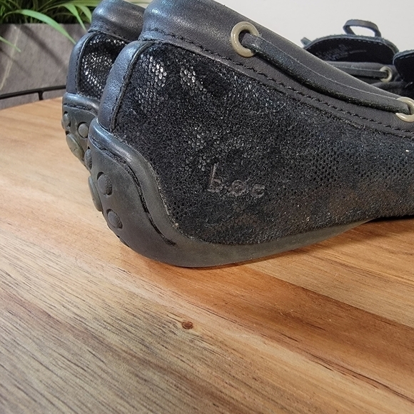 b.o.c. Black leather slip on loafers Size 11 driving shoes with tassels shimmery - Picture 13 of 17